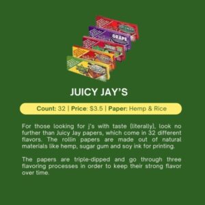 Juicy Jay’s Flavoured Papers 1¼ – 17 Flavours Accessories Buy Weed Online Juicy Jay’s Flavoured Papers 1¼ – 17 Flavours Accessories Buy Weed Online