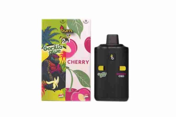 Burn Dual Chamber Vape – Gorilla Glue (Distillate) X Cherry (CBD) (2 Grams + 2 Grams) Vapour Pens Buy Weed Online